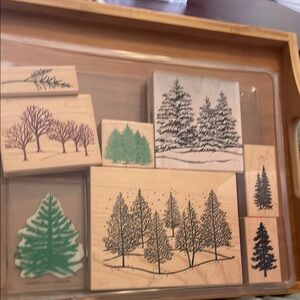 Wooden Tree Stamp Set 8 pieces
